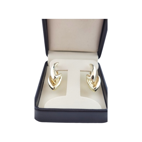 14K Two-Tone Yellow Gold Geometric Earrings #16059 - Picture 6 of 7